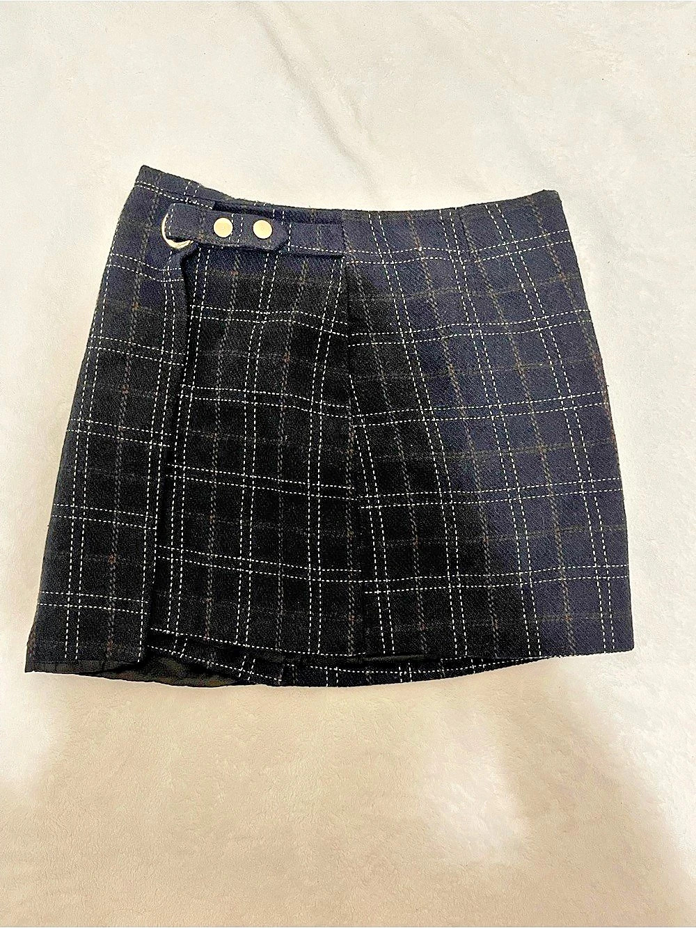 Plaid Mini Skirt in Black Like New